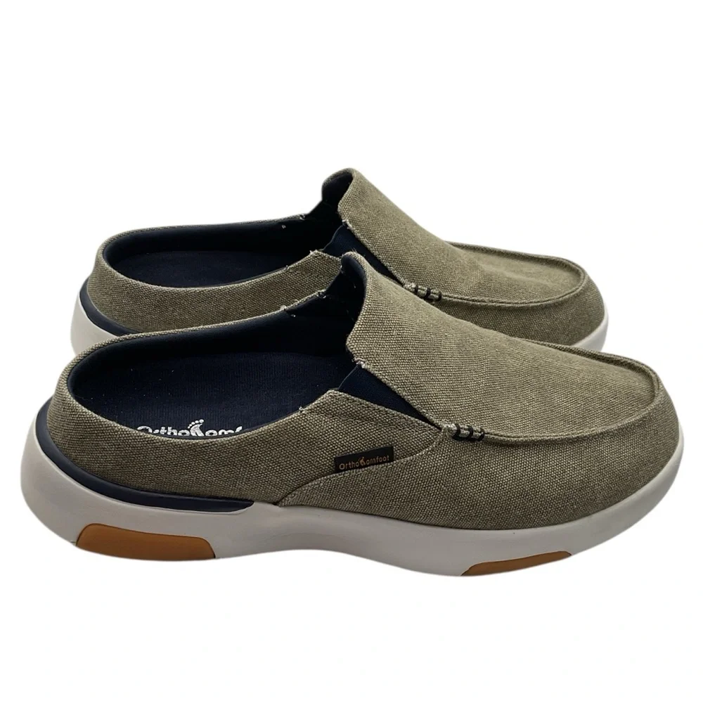 NWT OrthoComfoot Comfortable Mens Casual Slip-On Shoes - Olive size 42 US‎ 9
